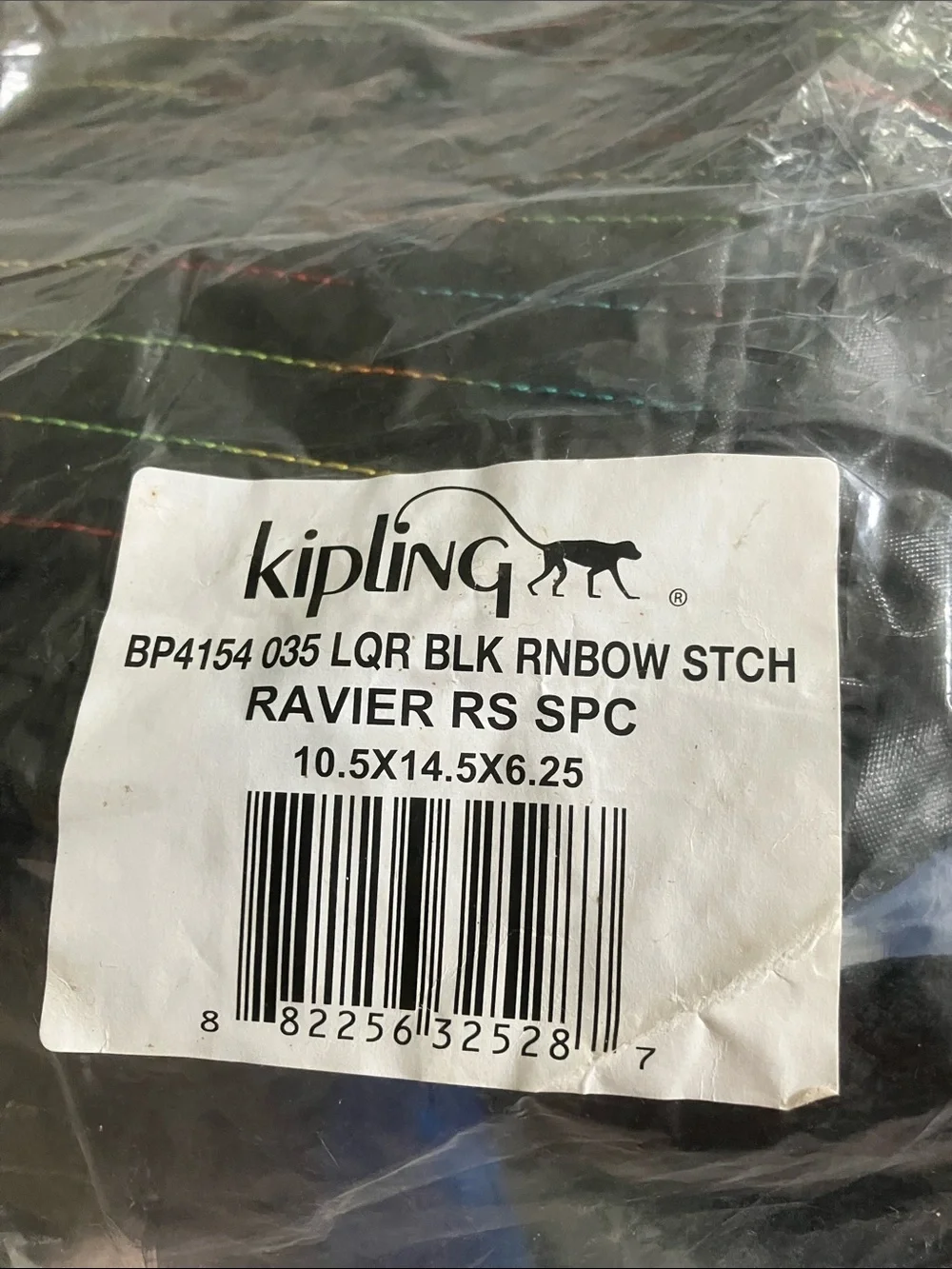 Kipling Rainbow Stitch Ravier DayPack Backpack in Black Style  BP4154 LQR NWT